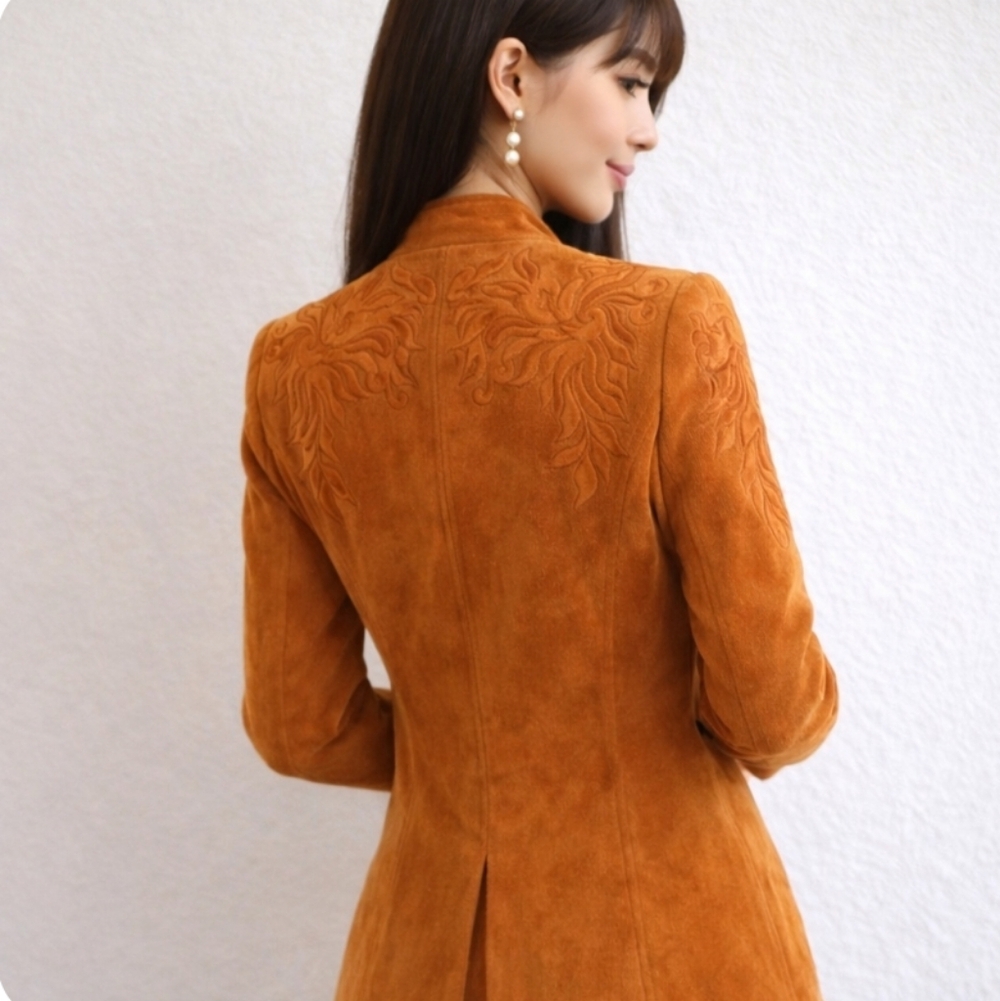 ⭐️ Host Pick⭐️ Suede Leather Embroidered Luxe Jacket |Hong Kong Inspired - Picture 7 of 13